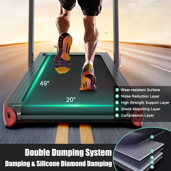 Costway 4.75HP 2 In 1 Folding Treadmill W/Remote APP Control Red