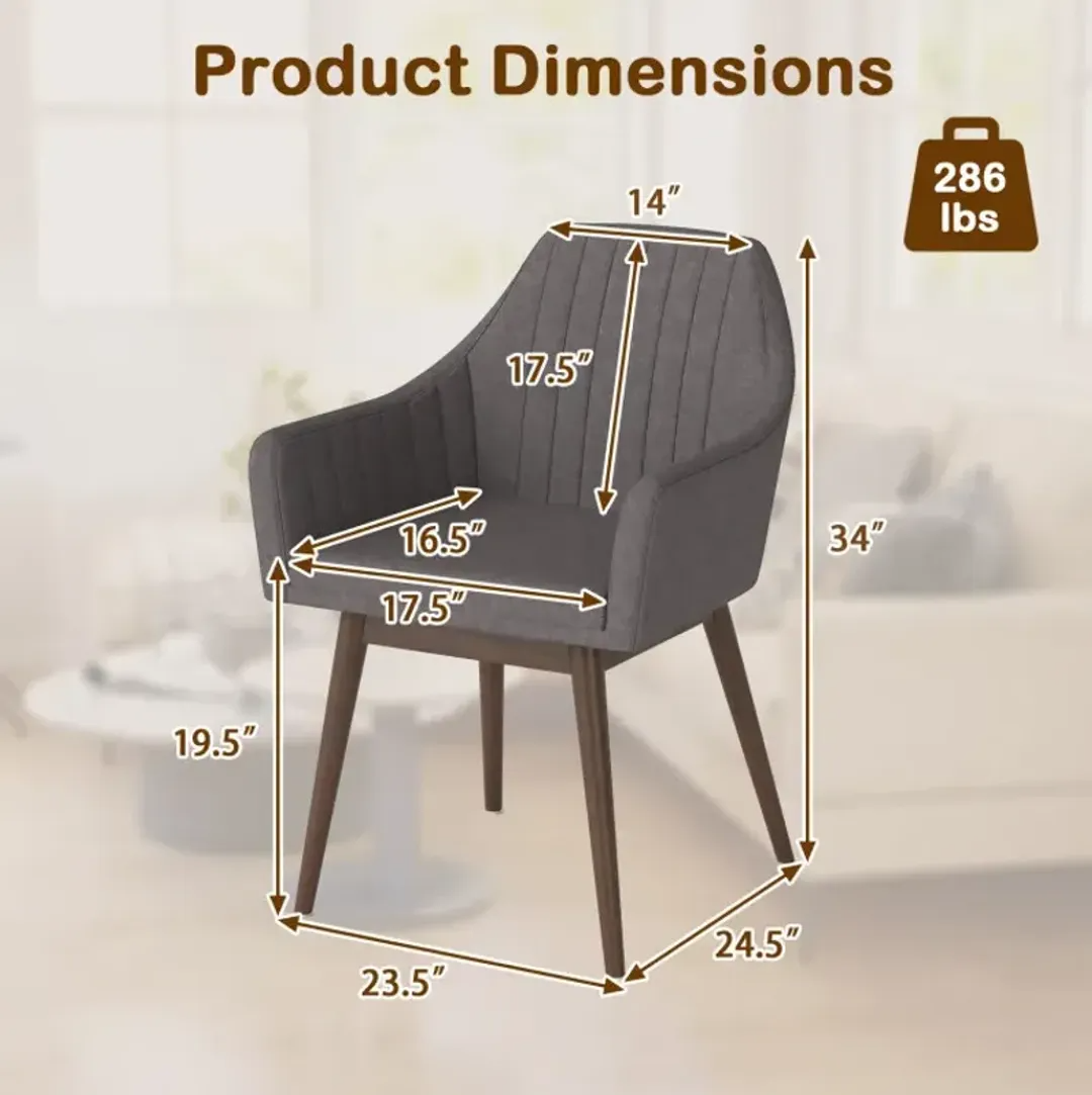 Set of 2 Upholstered Accent Chairs with Comfy Padded Backrest and Seat