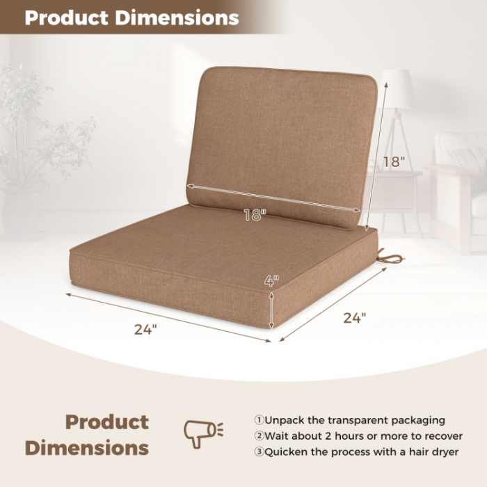 2-Pack Outdoor Patio Cushion Set with Removable Covers - Image 2