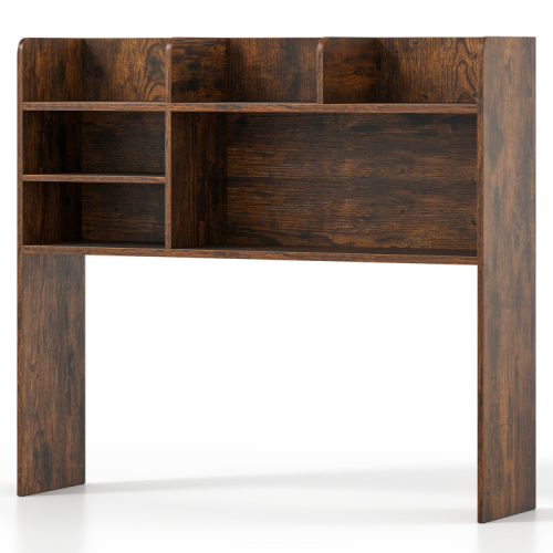Desktop Bookshelf, Wooden Desk Storage Hutch with 6 Shelves for Computer Desk (WHITE)