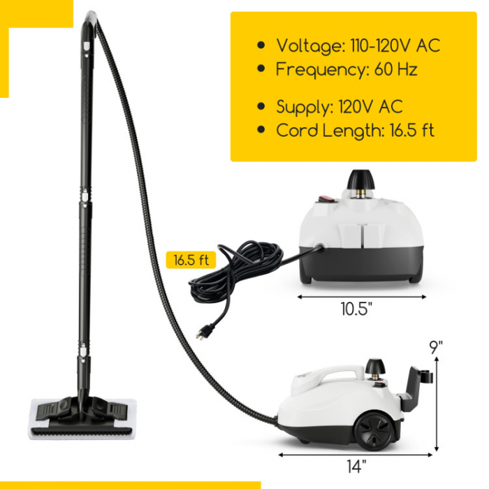 Multipurpose Steam Cleaner 1800W Portable Household Steamer with 61 oz Tank - Image 3
